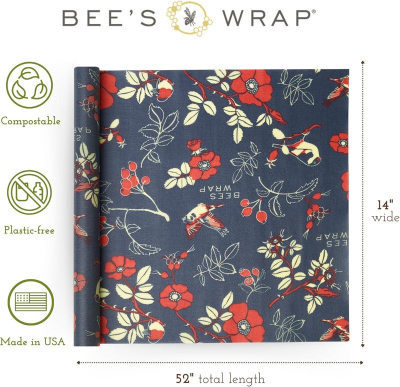 Bee's Wrap Beeswax Wraps for Food - Cut to Size 14x52" Wax Paper Roll - Made in USA Reusable Waxed Paper & Bowl Covers - Organic & Eco-Friendly Alternative to Aluminum Foil & Plastic Wrap, Botanical - Image 2